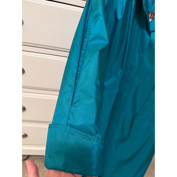 Vintage 80s Jewel Teal Trench Coat Rain Jacket Women's Size 6 Ashton Cove Rare - Picture 2 of 6
